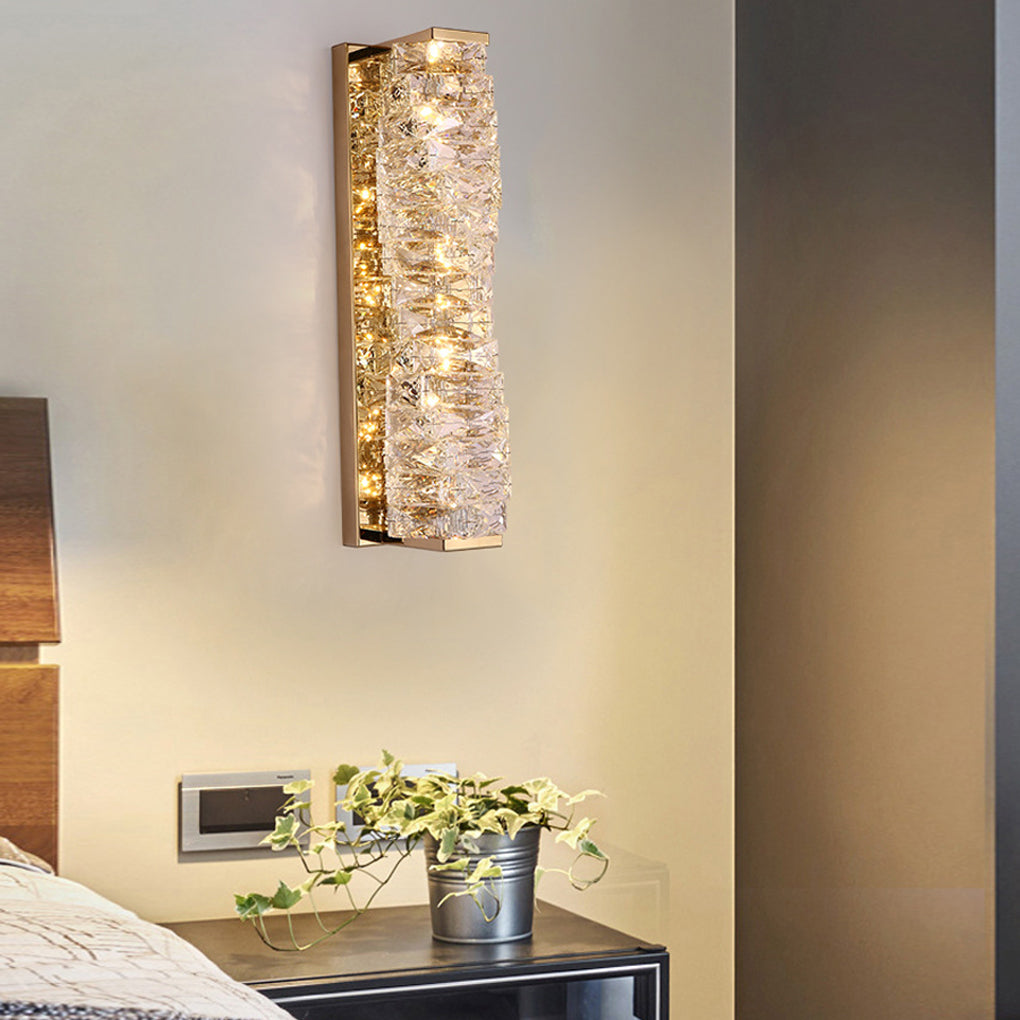 Crystal LED Wall Sconce with 3-Step Dimming - Modern Wall Light