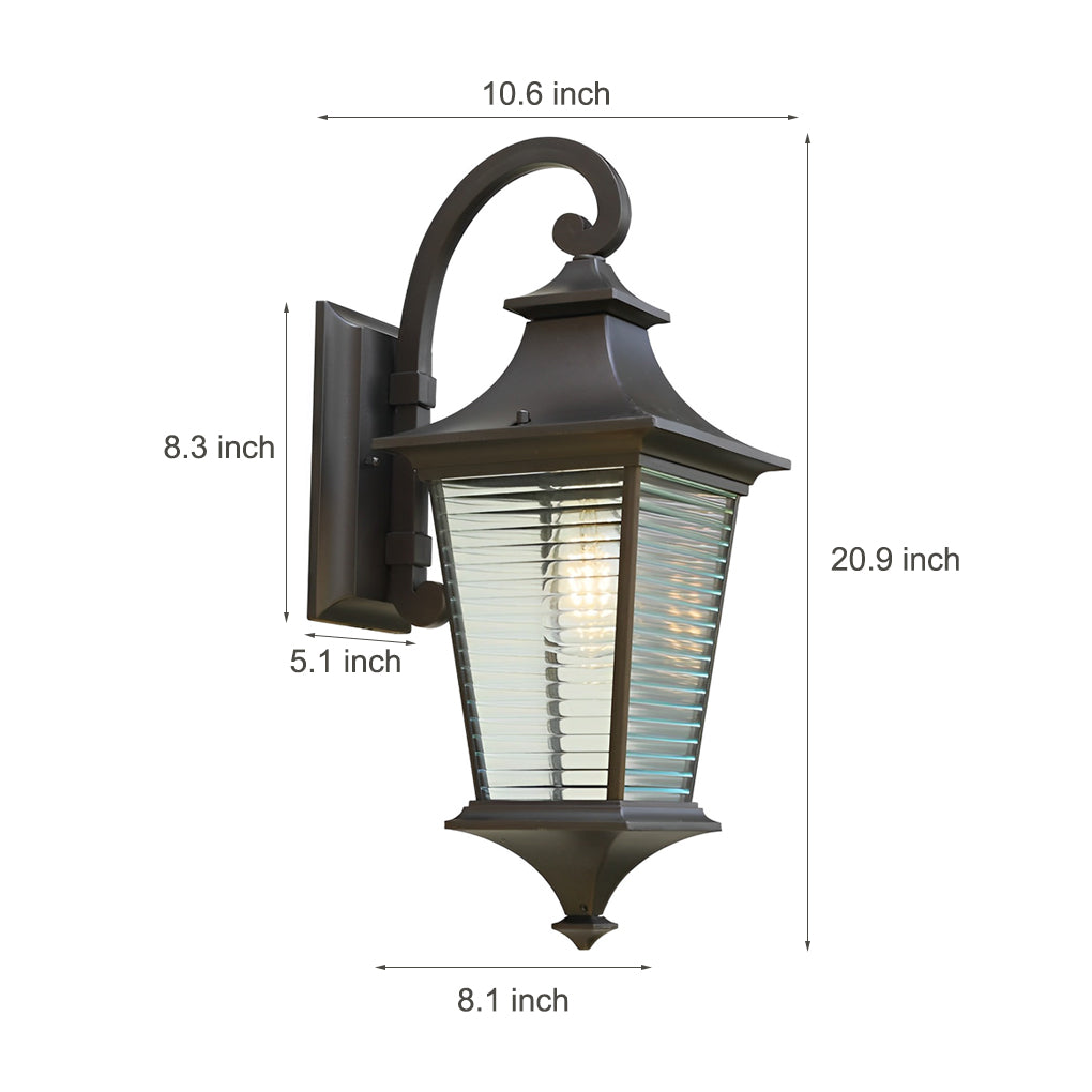 Modern Striped Glass Outdoor Wall Light - Waterproof Aluminum