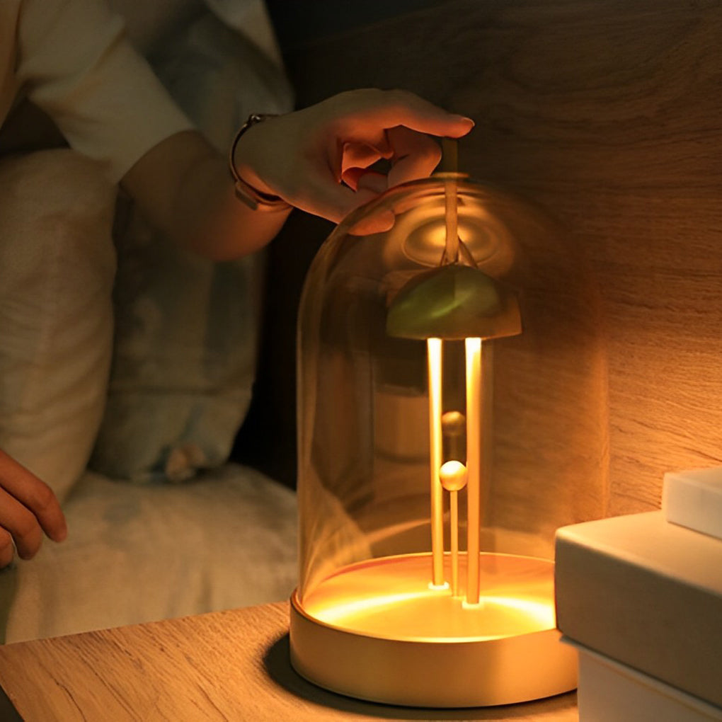Dome Smoked Glass Cordless Table Lamp with Detachable Shade