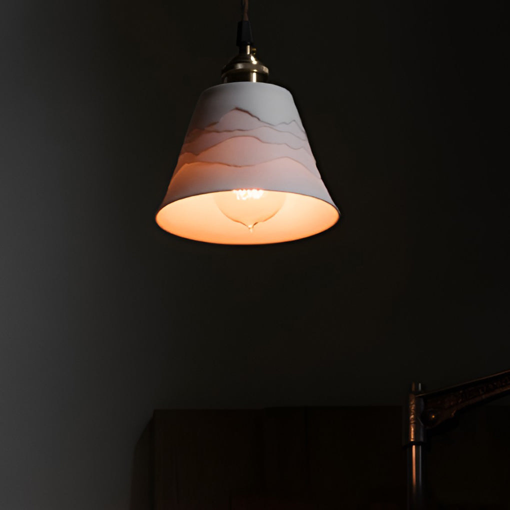Nordic Ceramic Pendant Light with Mountain Shadow Design