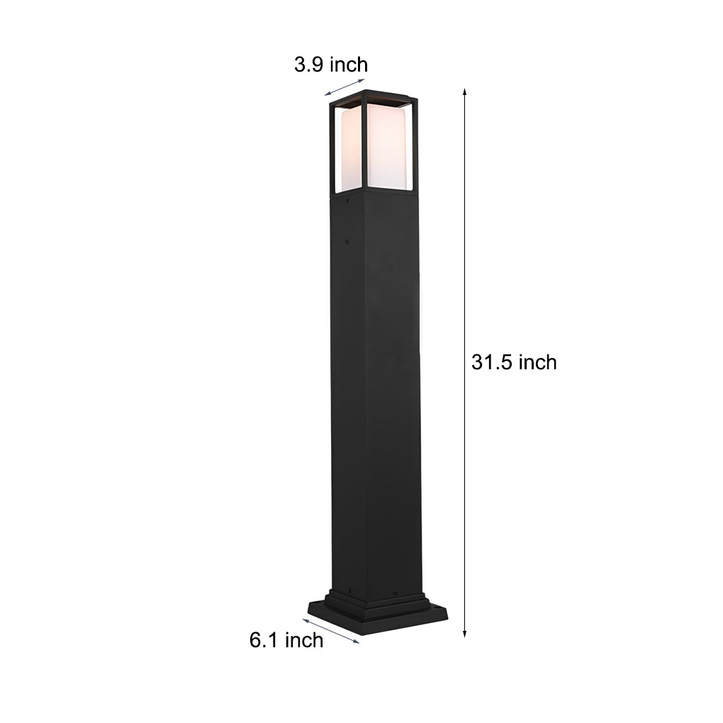 Modern Black Aluminum Bollard Path Light 31.5" Outdoor Garden