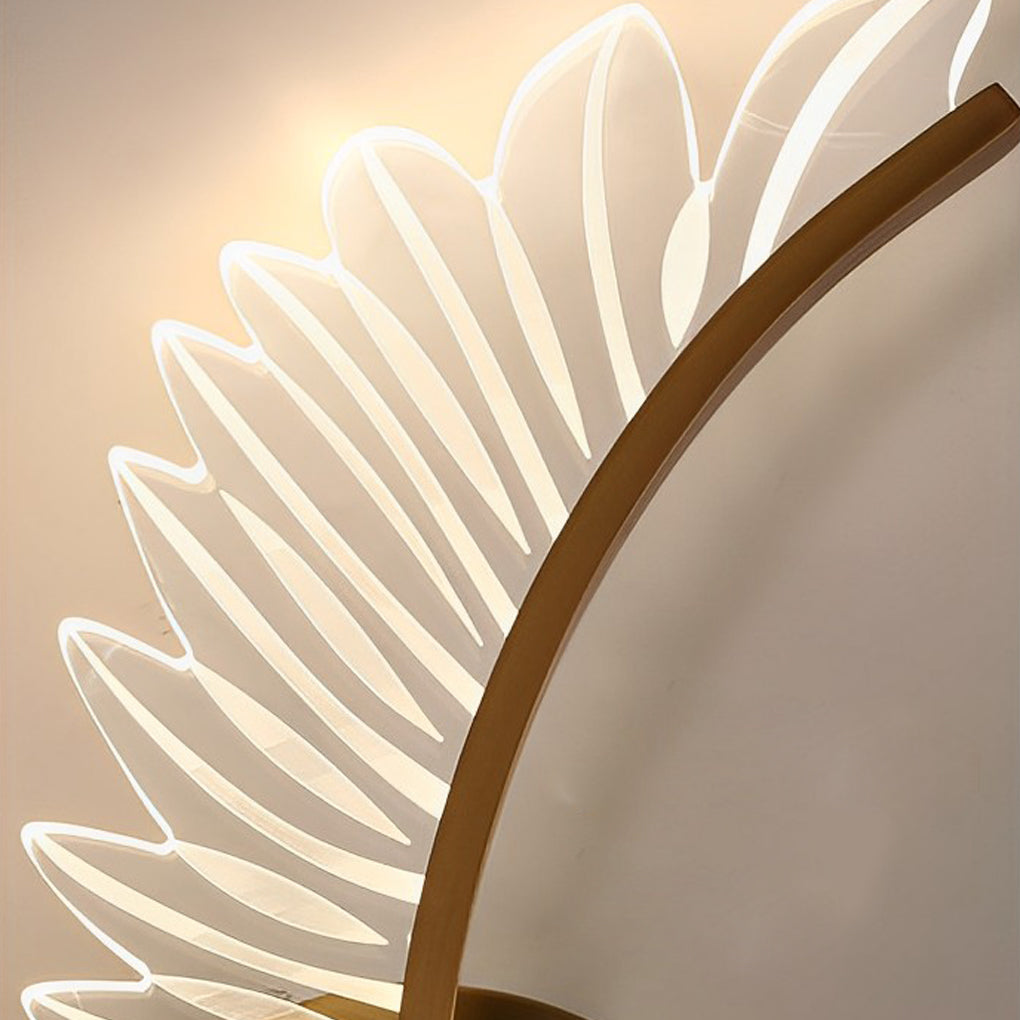 Feather Leaf LED Wall Sconce with 3-Step Dimming - Copper & Acrylic