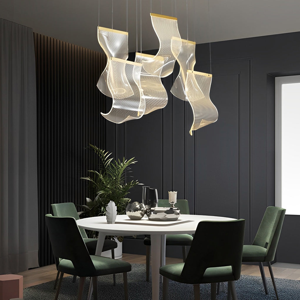 Modern Acrylic Curl Chandelier with Stepless Dimming LED