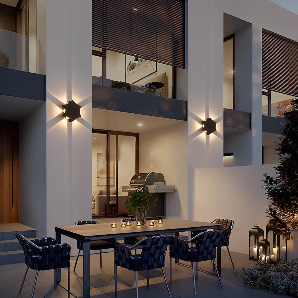 Modern Four-Way Outdoor Wall Light | Die-Cast Aluminum Waterproof