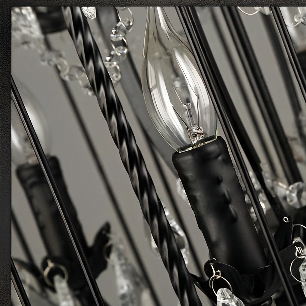 Crystal Birdcage Chandelier Industrial Retro Iron Pendant Light