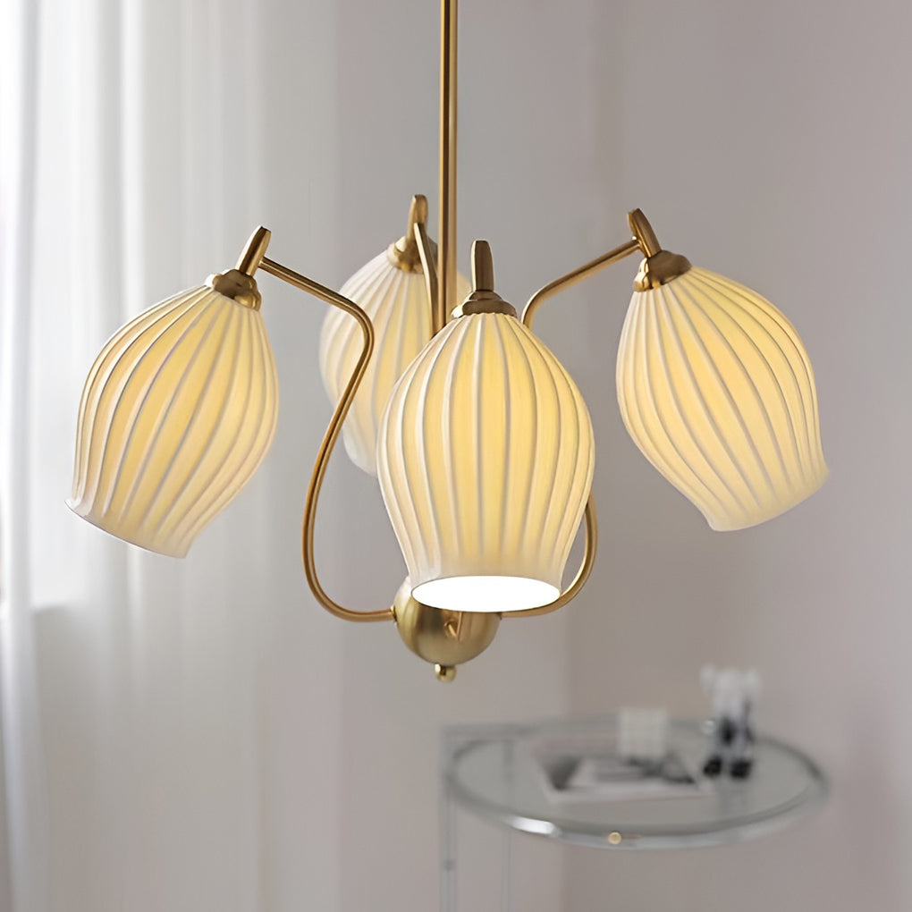 Ceramic Flower Chandelier – Modern Warm White Ceiling Light