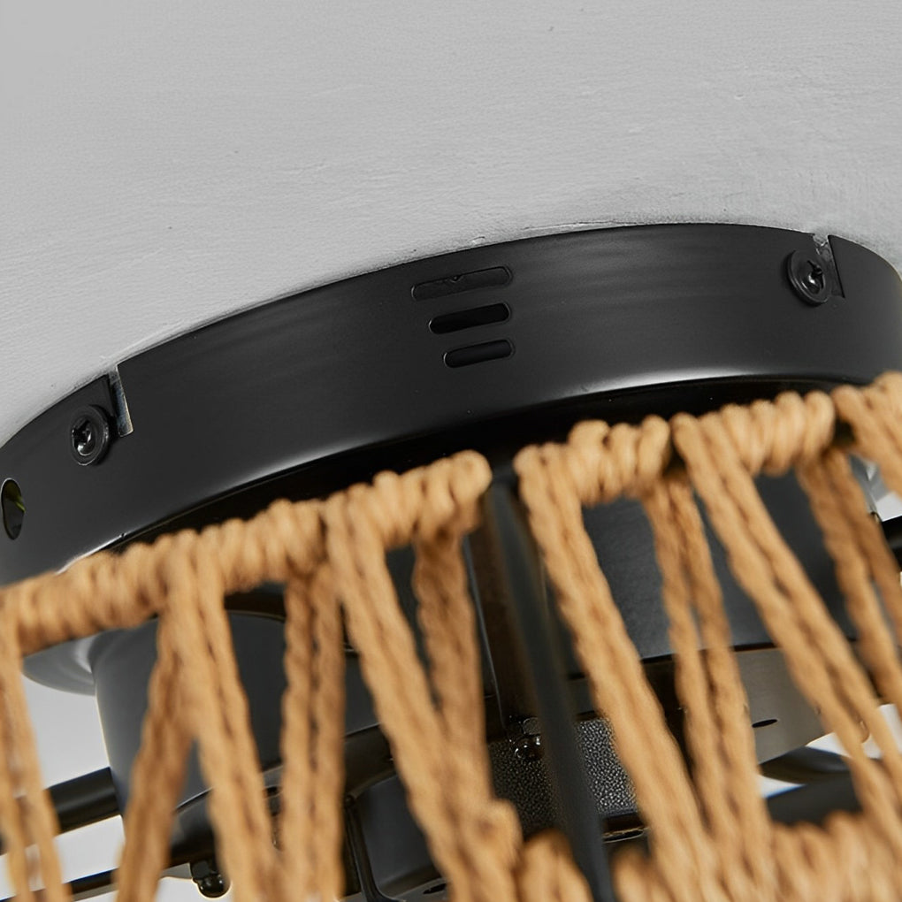Rattan Bladeless Ceiling Fan Light with Remote Control