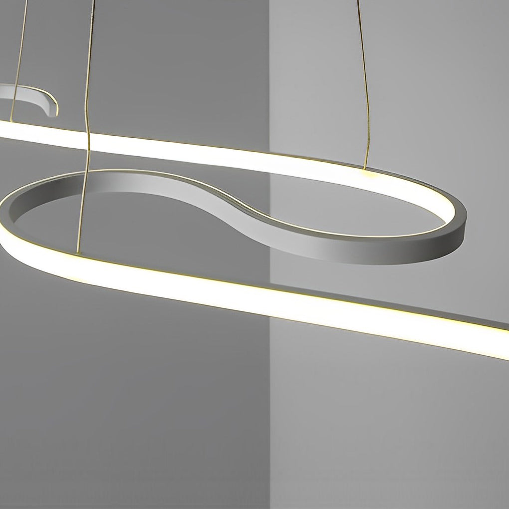 Wavy Lines LED Pendant Light with Stepless Dimming - Modern White