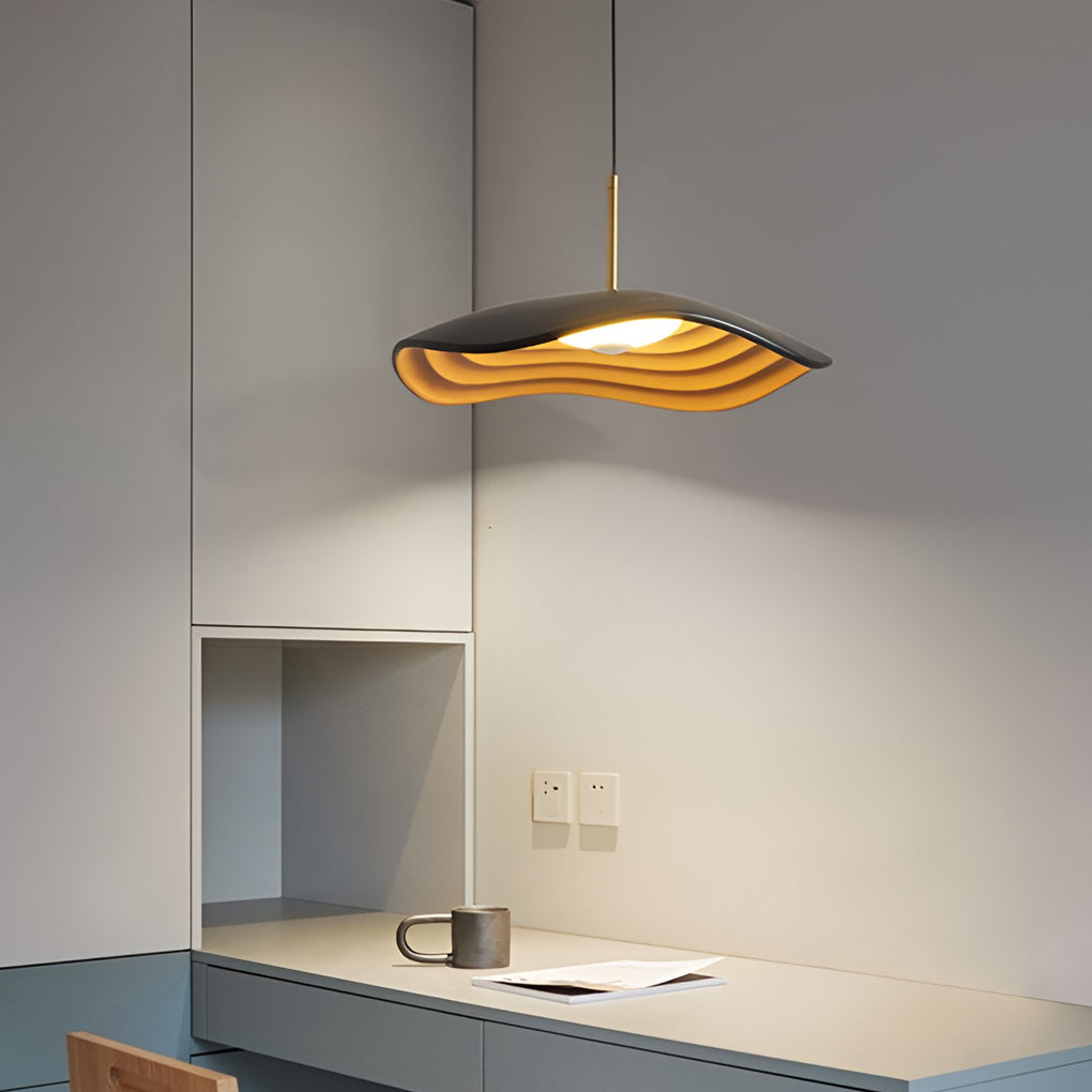 Modern Round Resin Pendant Light with 12W LED – Black & Gray