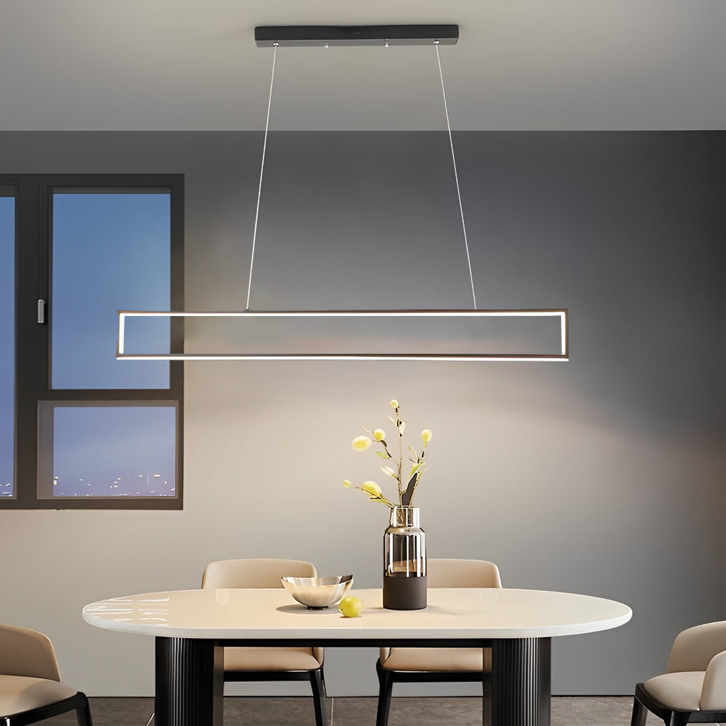 Rectangular Frame LED Modern Pendant Chandelier 47" Aluminum