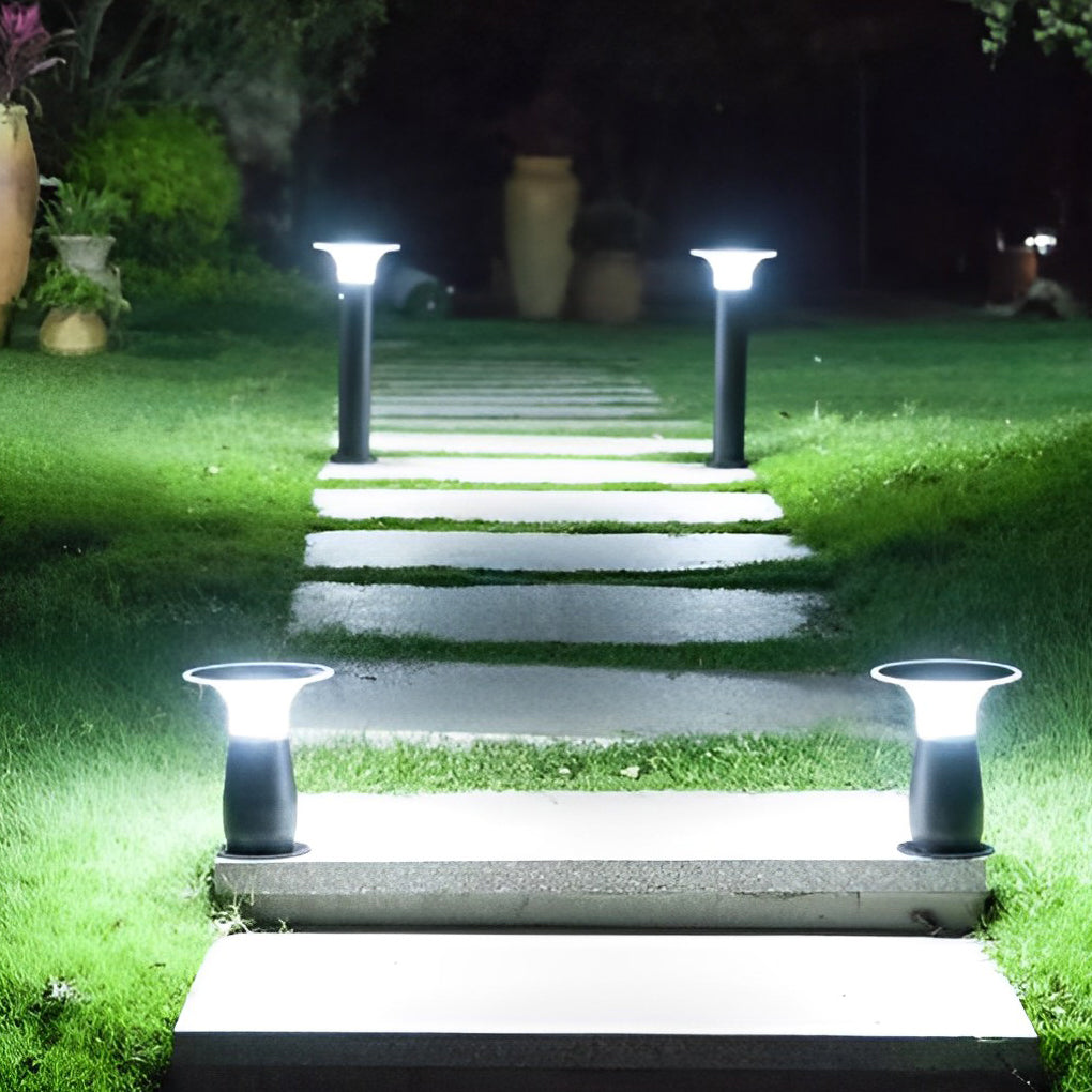 Solar LED Path Light Modern Black Aluminum Outdoor Landscape Lighting