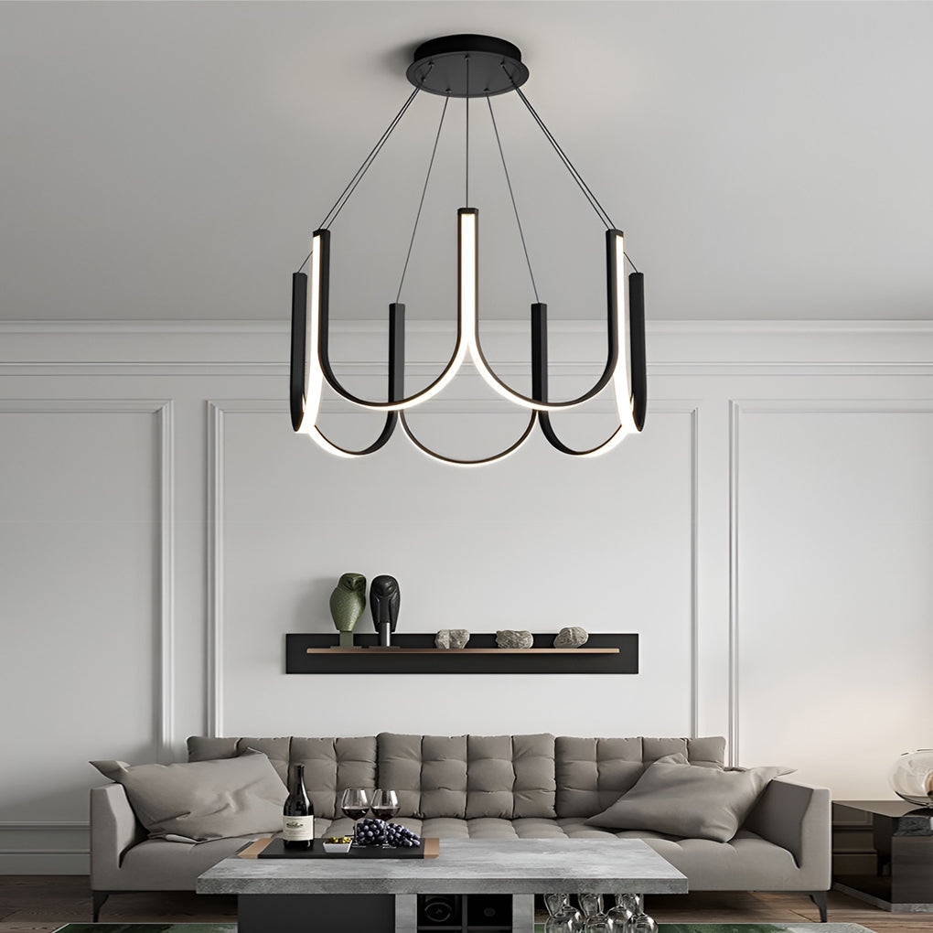 Modern LED Chandelier with 3-Step Dimming - Aluminum & Iron