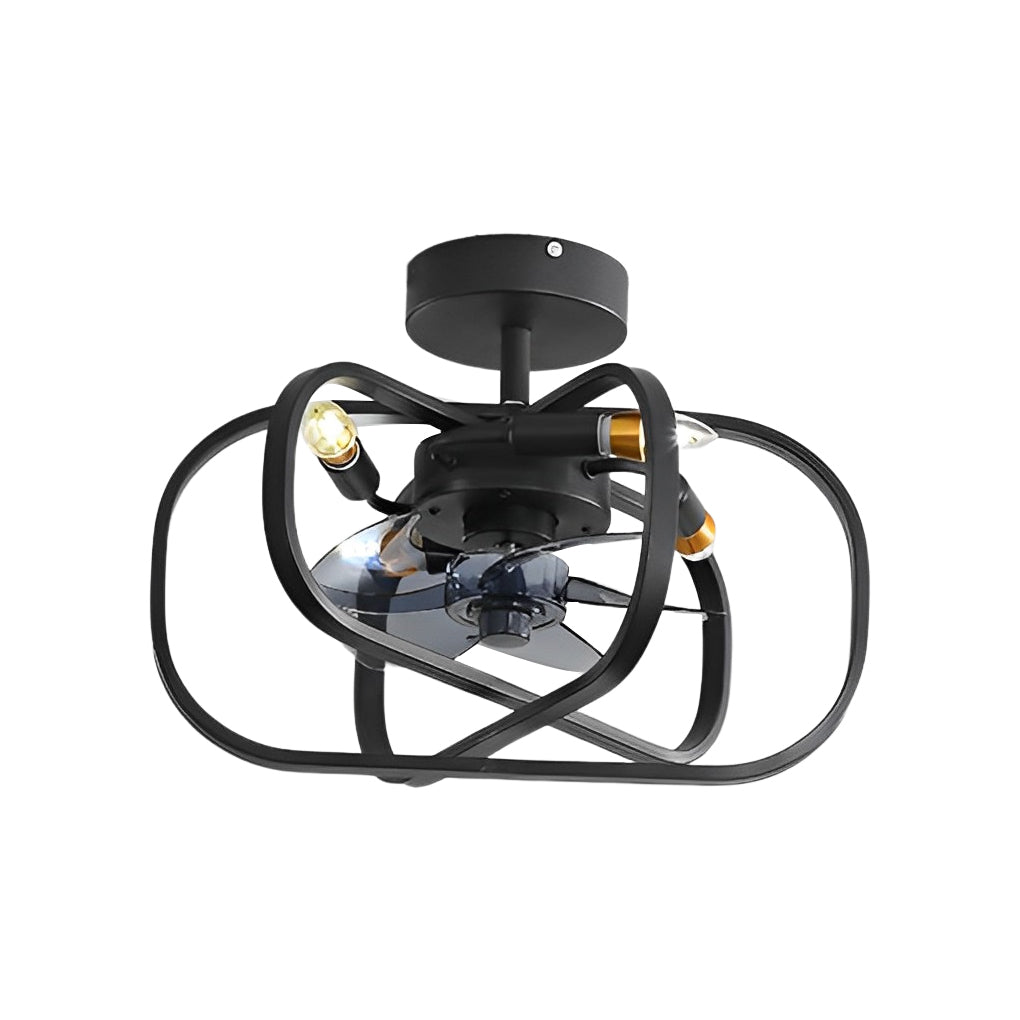 Retro Bladeless Ceiling Fan with Remote & Dimmable LED Light