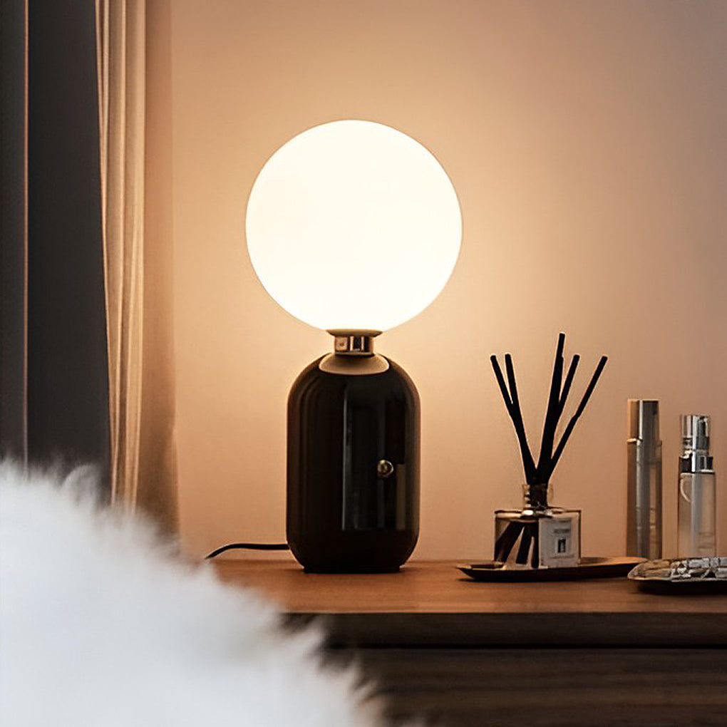 Modern Glass Globe Table Lamp with Metal Base