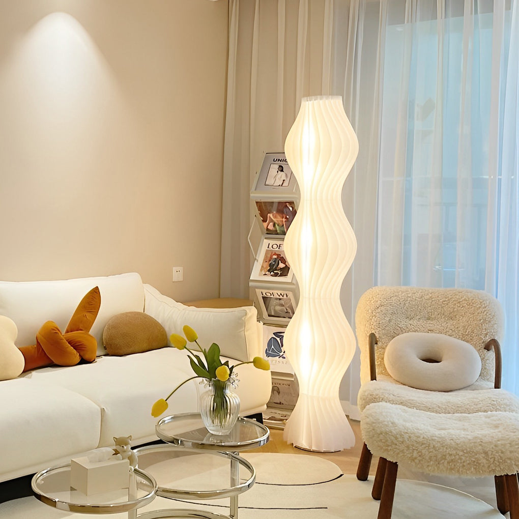 Modern Coastal Wavy Acrylic LED Floor Lamp White 68"