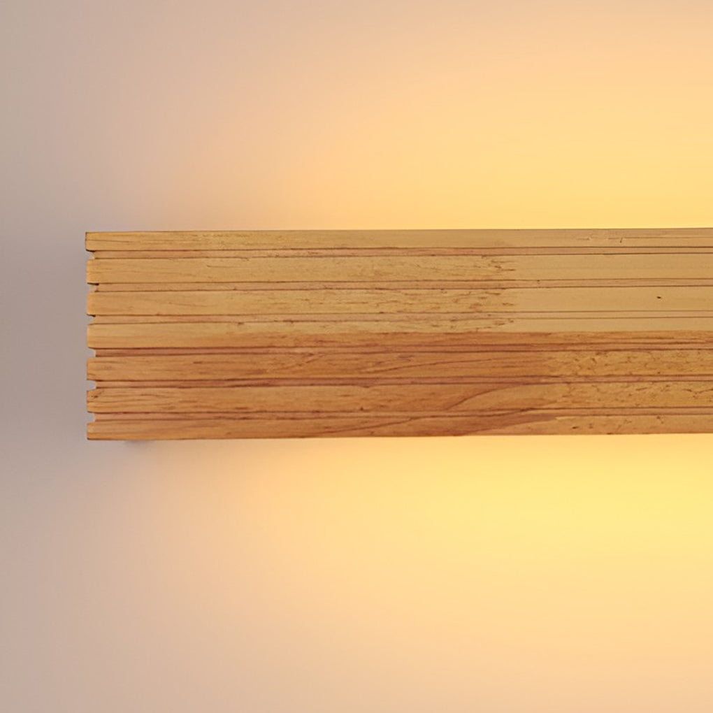 Wood Rectangular Waterproof LED Wall Sconce Mirror Light