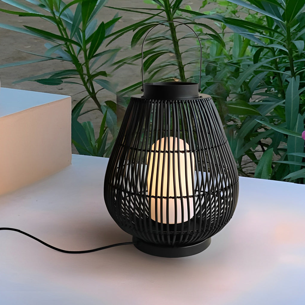 Portable Black Woven Iron E27 Outdoor Lantern with Handle
