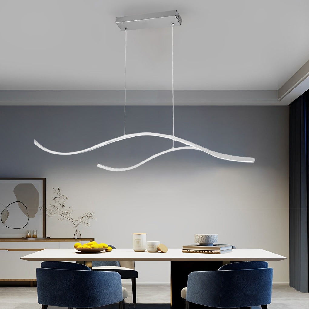 Modern Wave Linear LED Pendant Light Island Chandelier