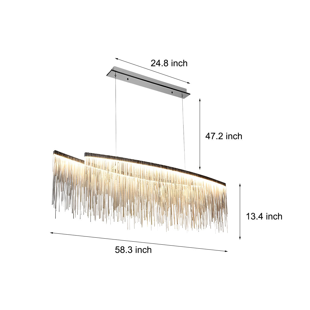 Aluminum Tassel Chain LED Dimmable Post-Modern Dining Chandelier
