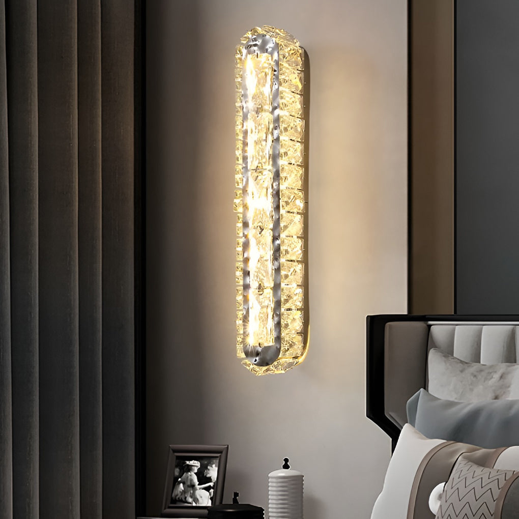 Crystal LED Wall Sconce with 3-Step Dimming Modern Wall Lamp