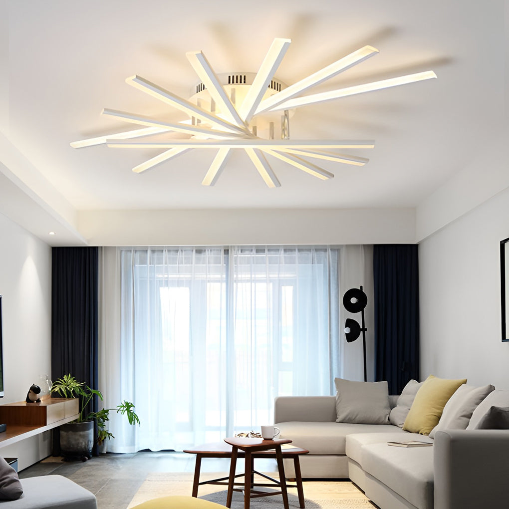 Modern LED Semi Flush Mount Ceiling Light with Stepless Dimming