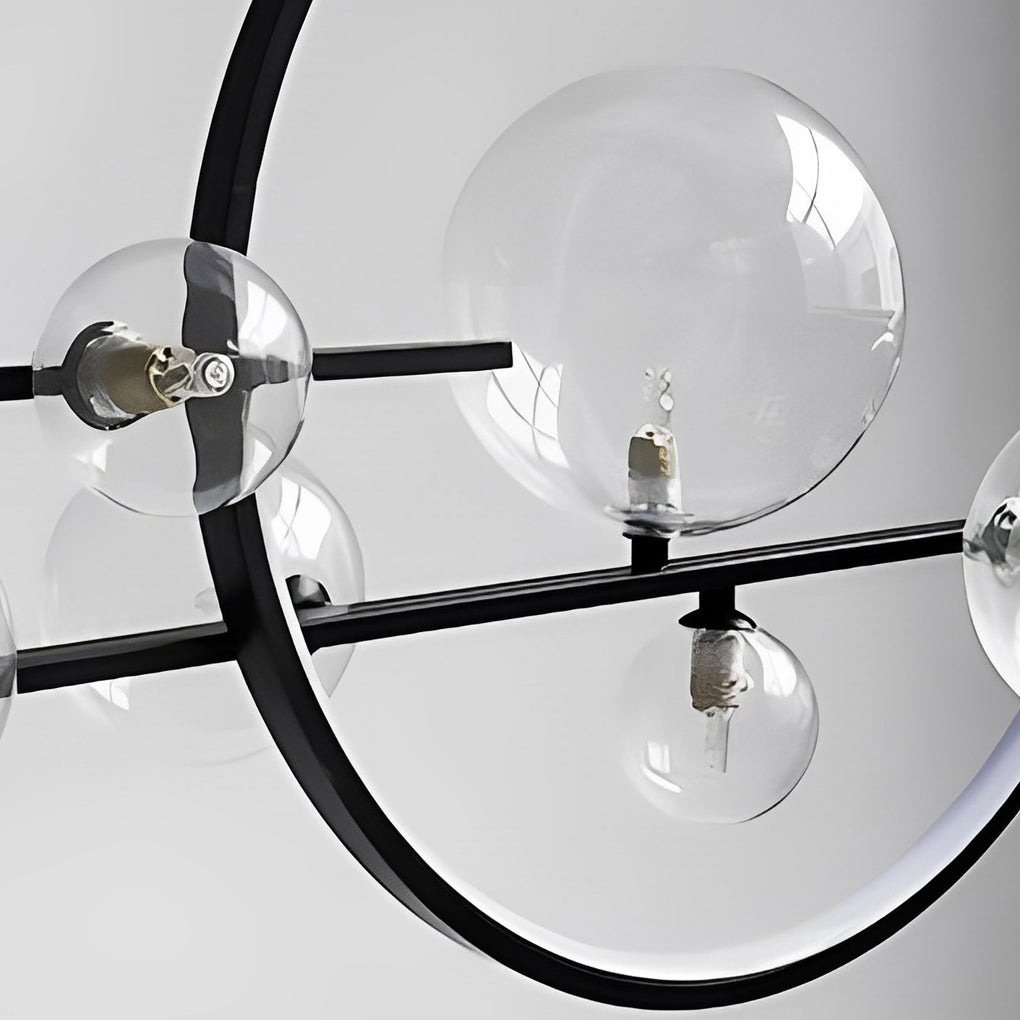 Modern Glass Bubble Chandelier with G9 LED – Black Finish