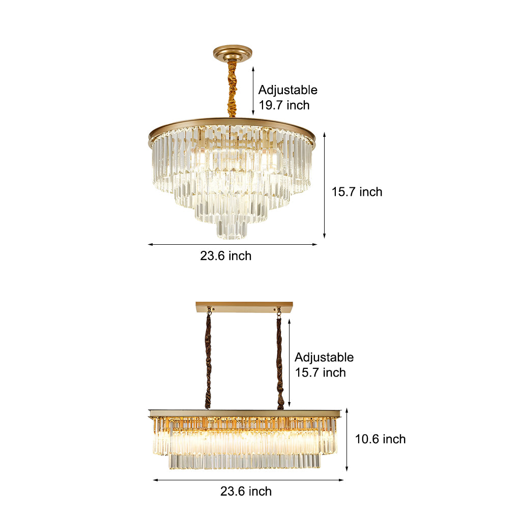 4-Tier Crystal Glass Modern Chandelier with Three-Step Dimming