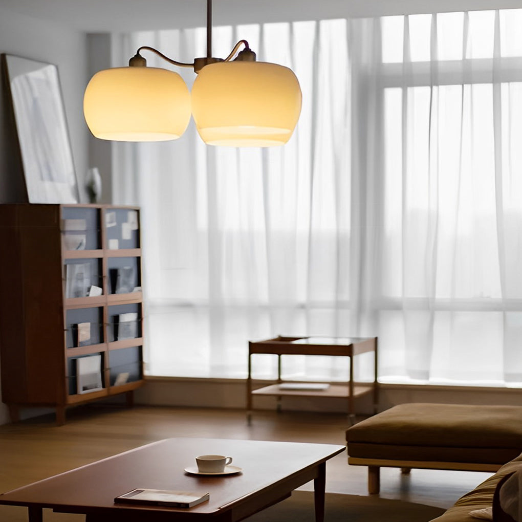 White Glass Vintage Chandelier 3-Light E27 Pendant Lamp