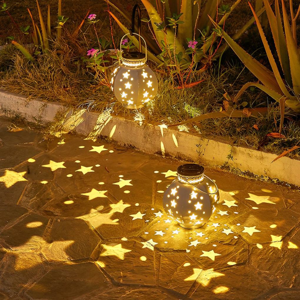 Solar Star Projection Outdoor Lantern - Waterproof LED Garden Light