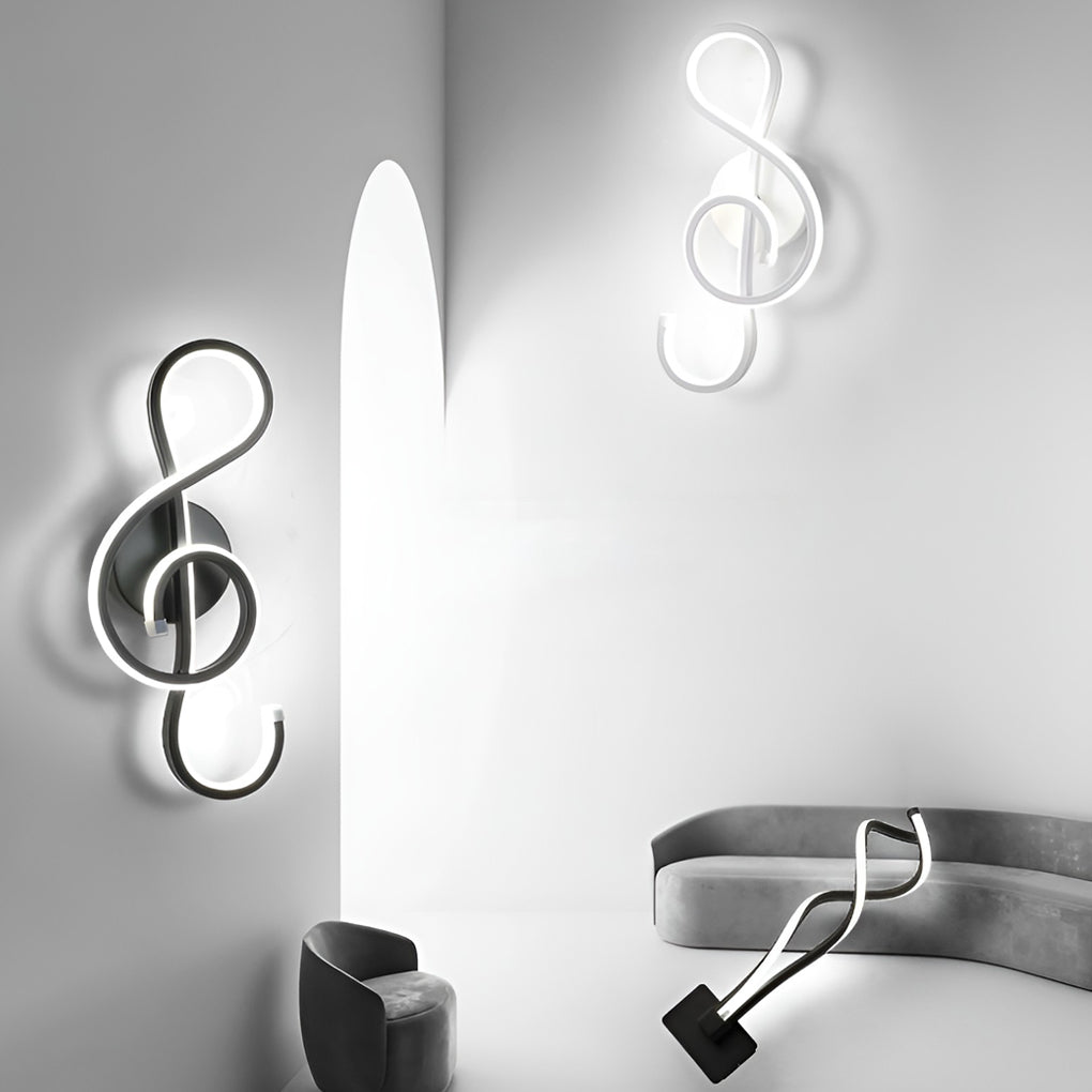 Musical Note LED Wall Sconce - Modern Electroplated Aluminum