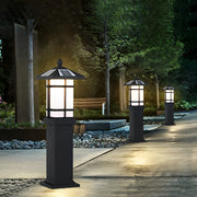 Modern Solar LED Bollard Light with Asian-Inspired Design