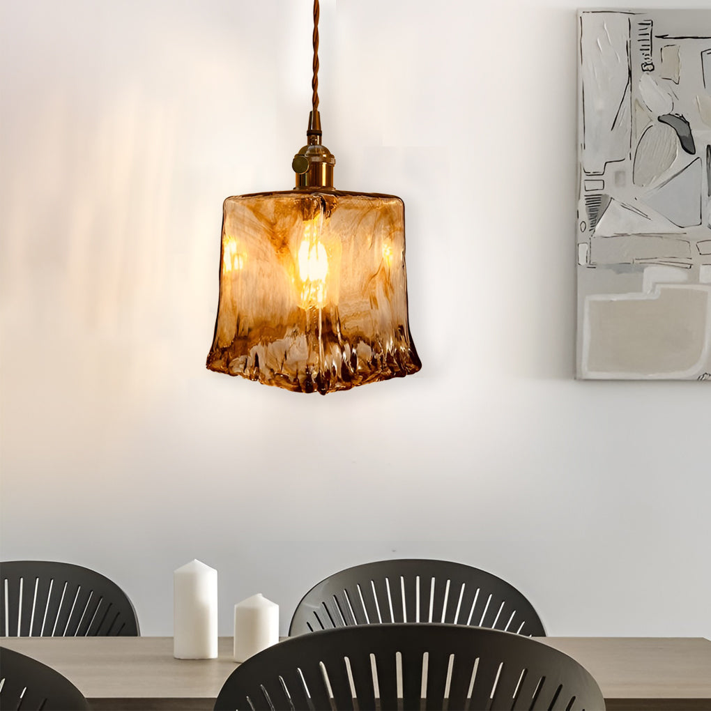Modern Glass Pendant Light with Electroplated Metal Finish