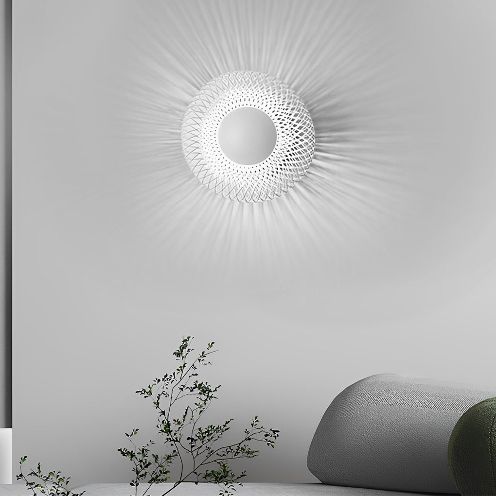 Modern Circular Nest Grid LED Wall Sconce – Iron Finish