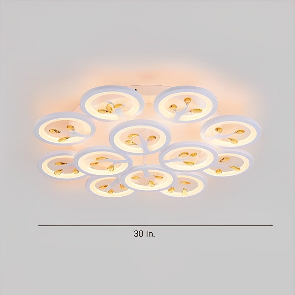 16-Light Flower Dimmable LED Flush Mount Ceiling Light White