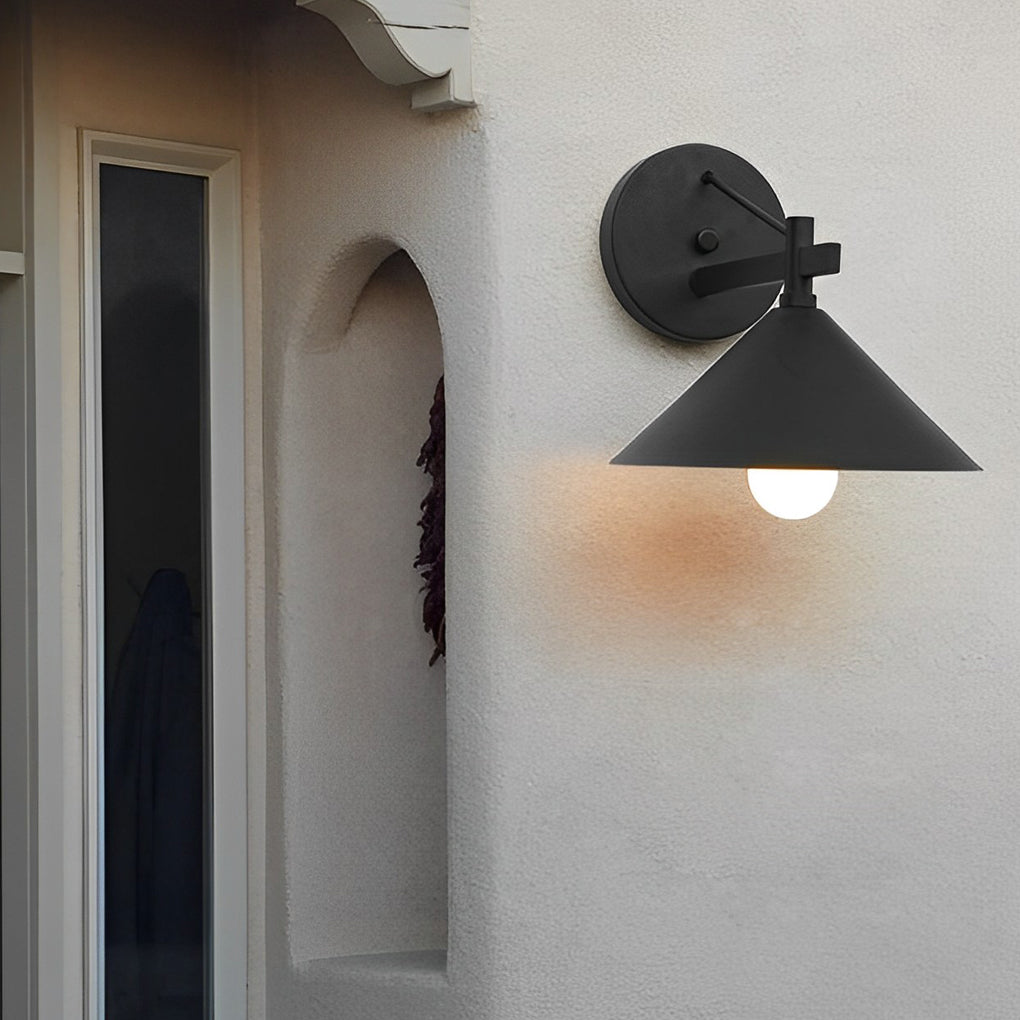Industrial Conical Outdoor Wall Sconce - Waterproof Metal Lighting