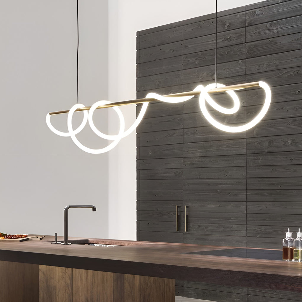 Modern LED Strip Chandelier - Gold Metal Adjustable Ceiling Light