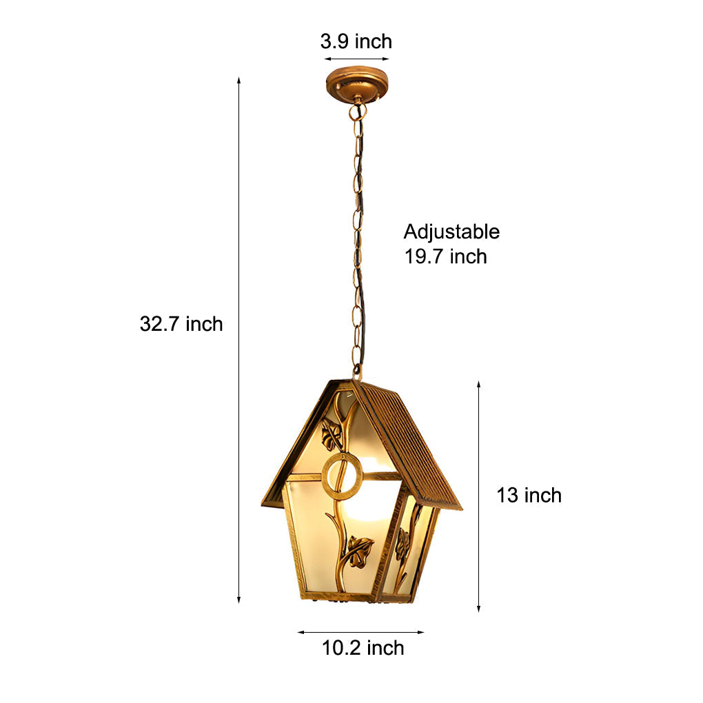 Modern Glass Outdoor Pendant Light - Weatherproof Aluminum Bronze