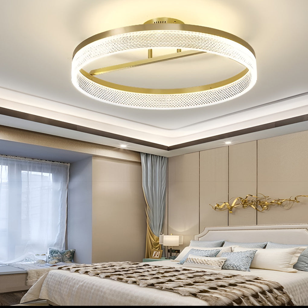 Modern Round Gold Ceiling Light 60W LED Flush Mount Acrylic Lamp