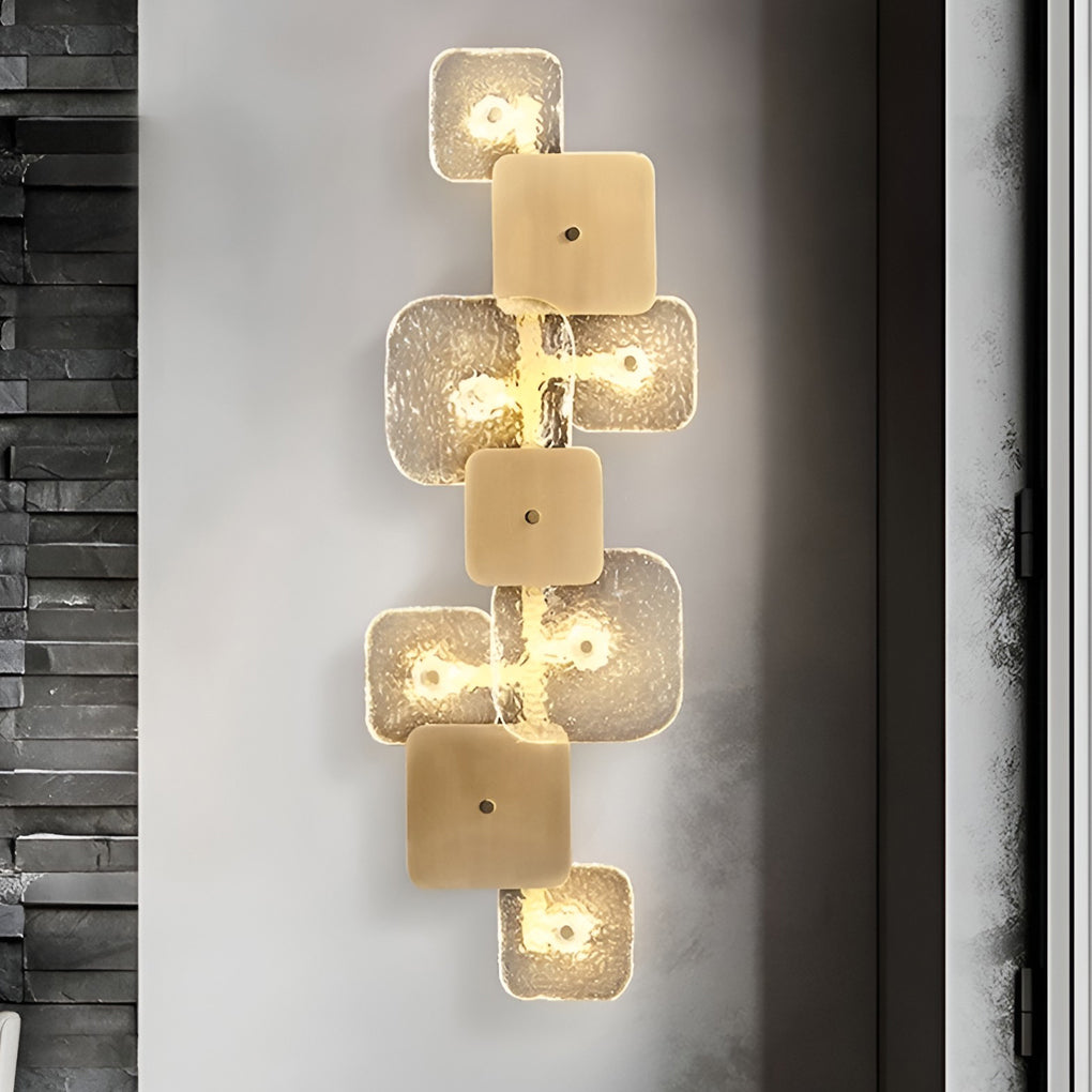 Modern Rounded Square Glass Copper LED Wall Sconce