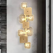 Modern Rounded Square Glass Copper LED Wall Sconce
