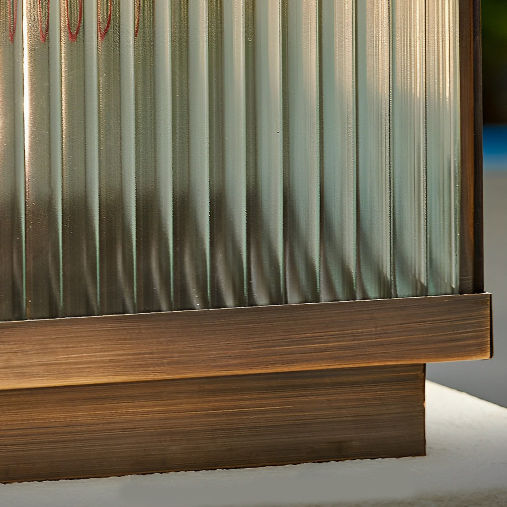 Modern Solar Fence Post Light - Copper & Glass Outdoor Lighting