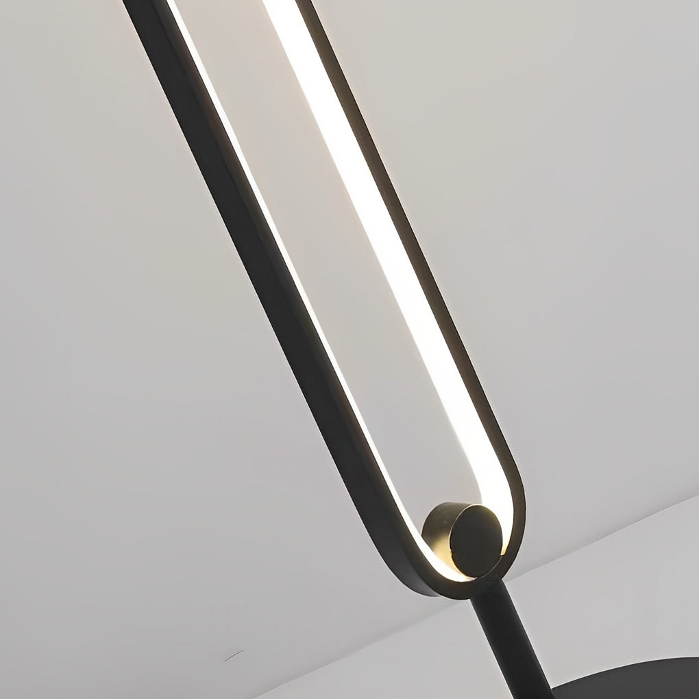 Modern Oval LED Floor Lamp with Metal Frame and Acrylic Shade