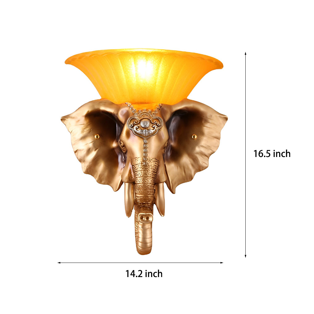 Elephant Resin Wall Sconce with Glass Shade – Modern Luxury Lighting