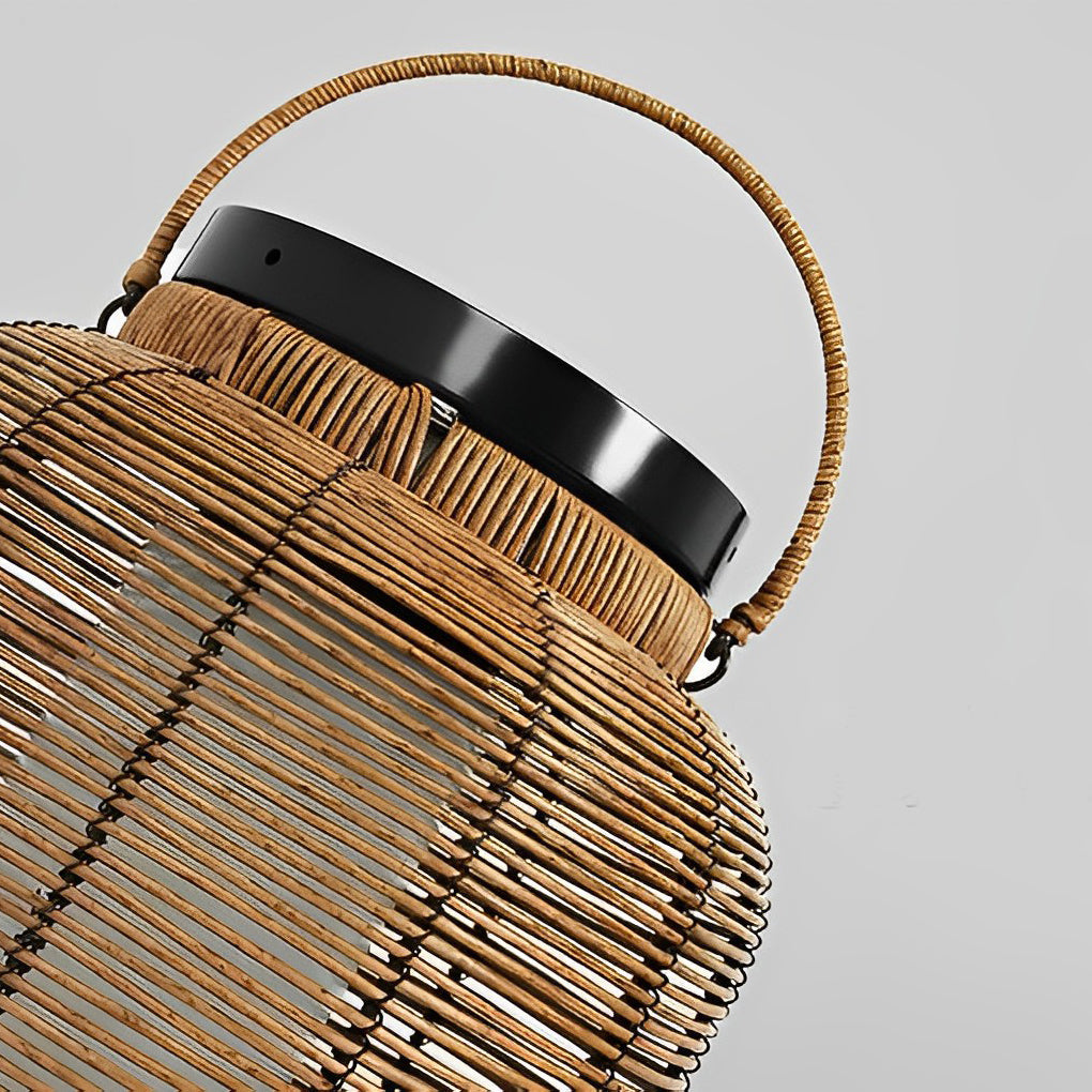 Portable Solar Rattan Lantern LED Outdoor Floor Lamp Waterproof