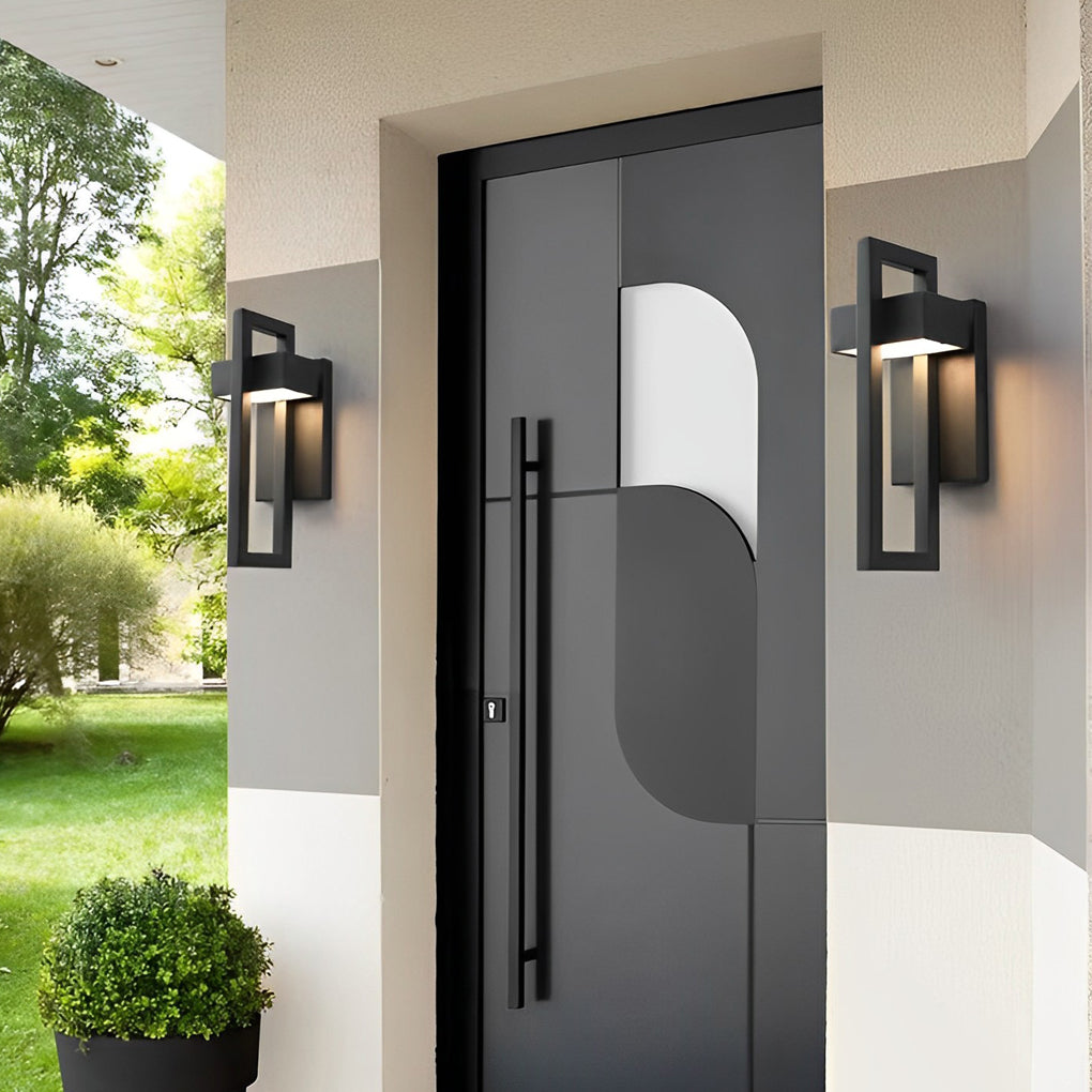 Rectangular Modern LED Outdoor Wall Lamp - Waterproof Black