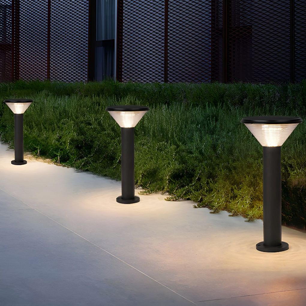 Solar LED Pathway Light Black Cylindrical Outdoor Landscape Lighting