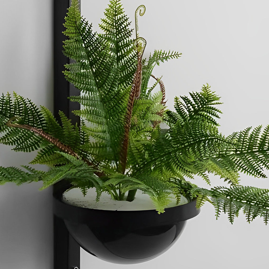 Modern Outdoor Wall Light with Flowerpot Design in Black