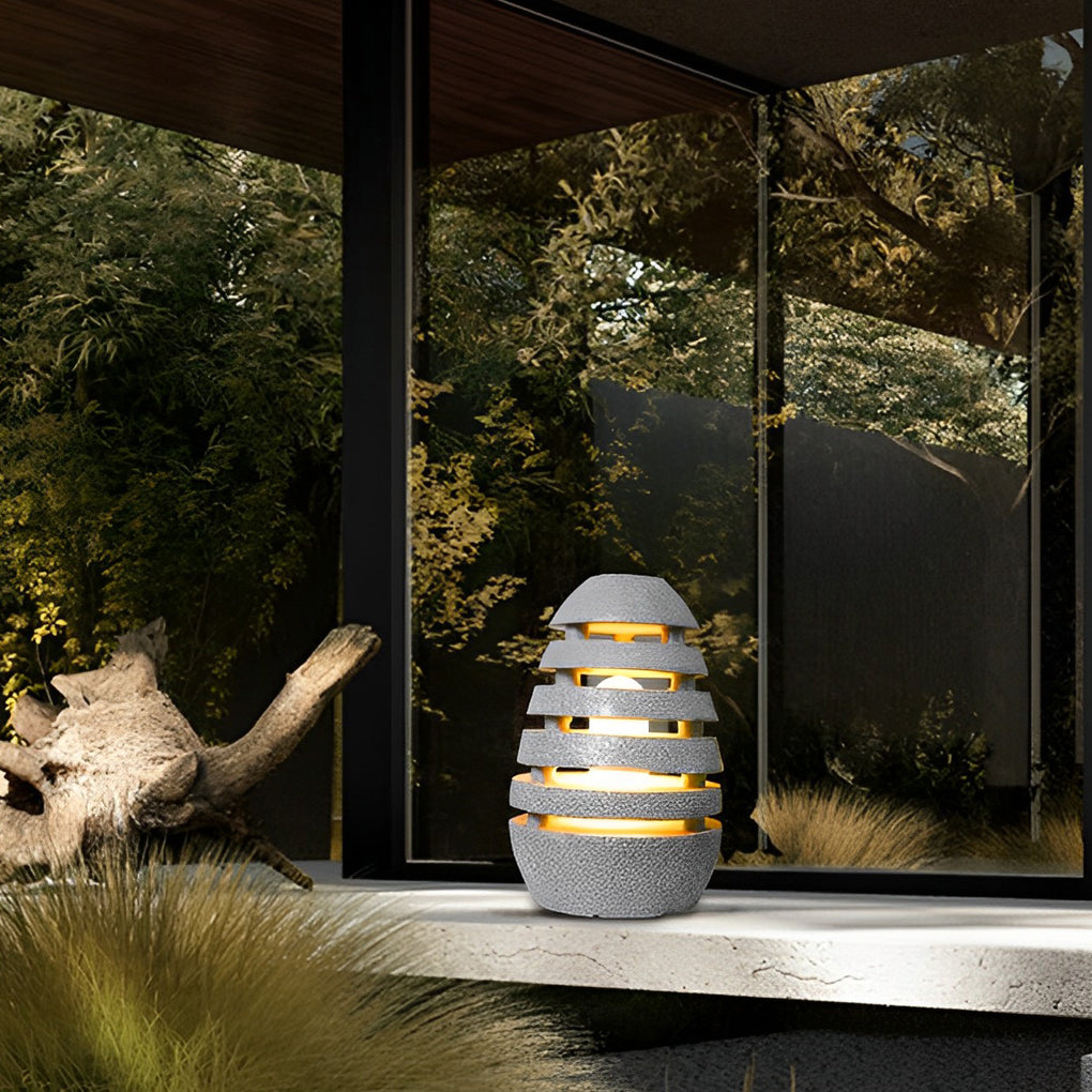 Egg-Shaped Resin LED Lawn Light - Modern Waterproof Outdoor Lighting