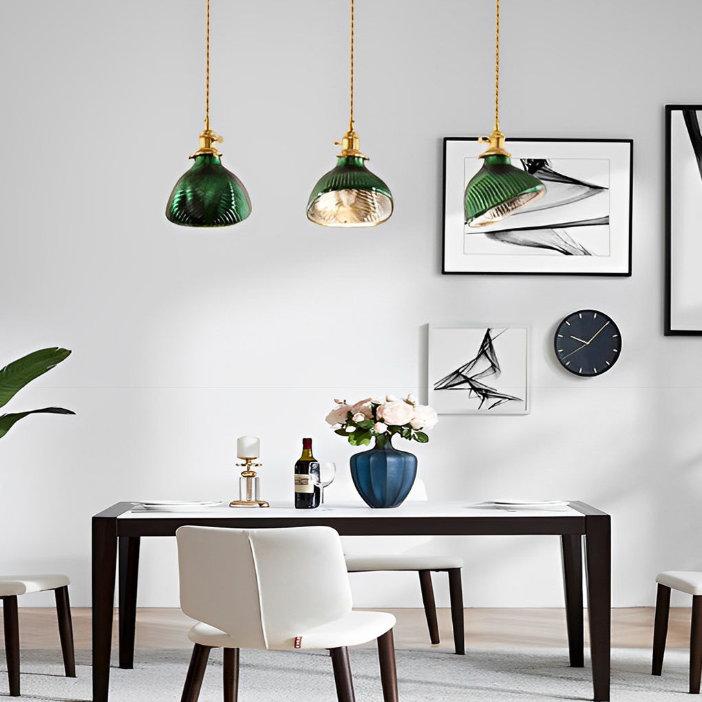 Green Glass Pendant Light with Copper Fittings – Nordic Retro