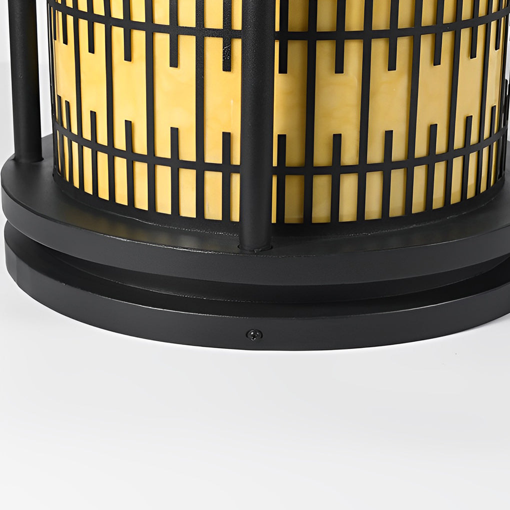 Modern Solar Fence Post Light with Retro Pattern - Waterproof LED